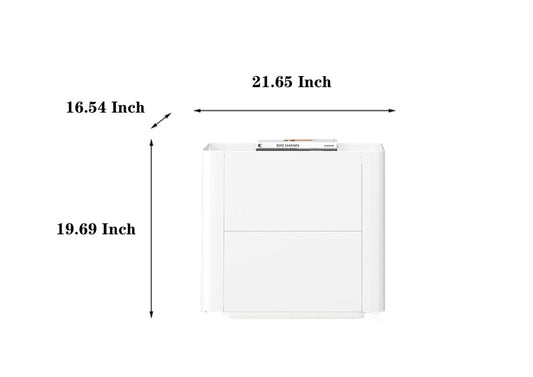 Gloss White Wood Nightstand with Warm Yellow Tone Induction Light Belt