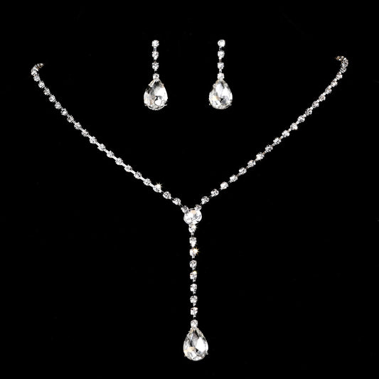 Fashion Bright Full Rhinestone Zircon Water Drop Necklace